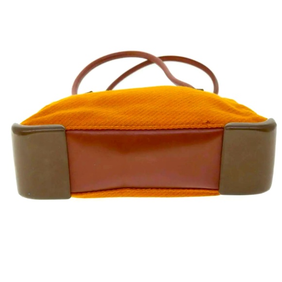 PRADA Tote Bag Wool Leather Brown Auth made in Italy ๐ฎ๐น๐น - Picture 5 of 11